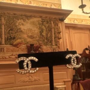 Chanel Earrings  Silver tone crystals and Pearl Earrings